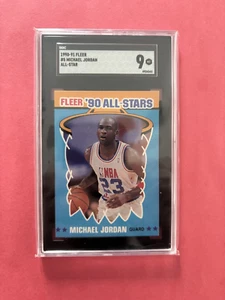 1990/91 FLEER BASKETBALL MICHAEL JORDAN #5 (SGC 9) ALL STAR STICKER - Picture 1 of 2