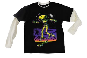 First Wave Boys Alien Robot Skateboarding Funny Shirt New 4-5, 6-7 - Picture 1 of 7