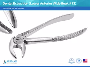 Pinza per estrazione dentale (becco largo anteriore inferiore #13) ARTMAN - Foto 1 di 8