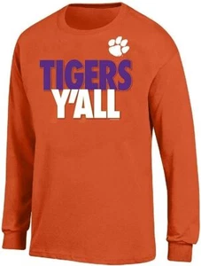 Camiseta Clemson Tigers Para Hombre Naranja Y'ALL Eslogan Mangas Largas - Imagen 1 de 5