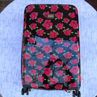 Betsey Johnson Hardside Luggage Suitcase Covered Roses 26in New - Image 1 of 4