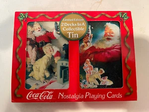 Coca Cola Nostalgia Playing Cards in Collectable Tin 1964 and 1952 Sealed Decks - Picture 1 of 2