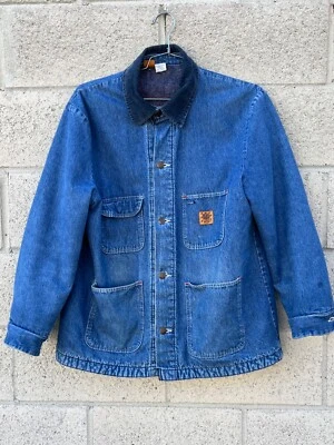 vintage big ben denin truckers jacket 44 wrangler work chore barn coat blanket - Image 1 of 4
