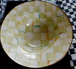 MACKENZIE-CHILD'S PARCHMENT CHECK ,ENAMEL LARGE SERVING BOWL,NEW - Picture 1 of 2