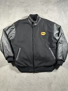 VINTAGE Midas Bomber Varsity Jacket Mens XXL Black Wool Leather Letterman Coat - Picture 1 of 13