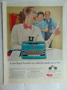 1957 ROYAL MACCHINA DA SCRIVERE PORTATILE può alzare i marchi della scuola 38% -Regalo pubblicità stampa vintage - Foto 1 di 1