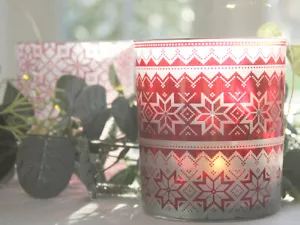 CANDELABRO ROJO BLANCO COPO DE NIEVE ESCANDI BODA NÓRDICA LUZ DE TÉ NAVIDAD - Imagen 1 de 12