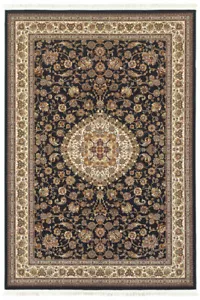 6x9 Sphinx Black Medallion Floral Bordered Area Rug 033B2 - Aprx 6' 7" x 9' 6" - Picture 1 of 1
