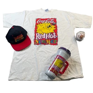 Vintage Coca Cola Red Hot Summer Shirt Hat Ball And Cup Bundle Adult XL 1994 - Picture 1 of 16