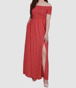 $58 Colección Nueva York Maxi Vestido para Mujer Rojo Amotado El Hombro Talla L - Imagen 1 de 2