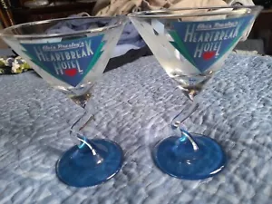 Elvis Presleys Heartbreak Hotel Martini Glass Crooked Stem Set Of 2 - Picture 1 of 7