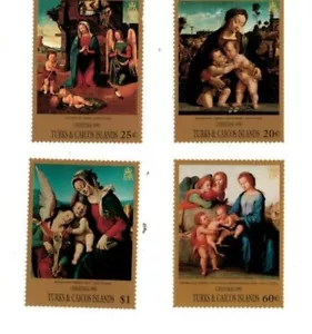 Turcas y Caicos 1995 - Arte de Navidad - Juego de 4 Estampillas - Scott #1180-3 - Estampillada sin montar o nunca montada - Imagen 1 de 1