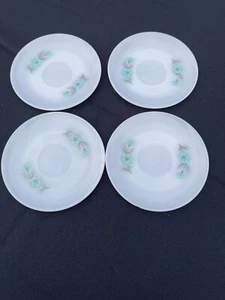 Set 4 Piattini Piattini Vintage Fire King Bonnie Blu Fiore Garofano 6" - Foto 1 di 5
