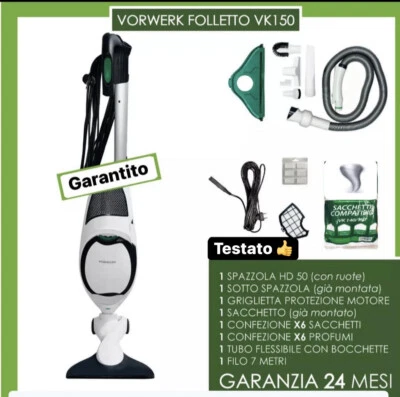 FOLLETTO VK150 ASPIRAPOLVERE VORWERK HD50 CON GARANZIA TUBO BOCCHETTE SACCHETTI - Immagine 1 di 4