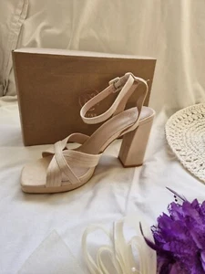 New beige faux suede sandals size 6 39 - Picture 1 of 6