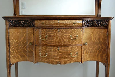 ANTIGUO MUEBLE TALLADO A MANO VICTORIANO TIGRE ASERRADO ROBLE APARADOR SERVIDOR Foto 1 de 4