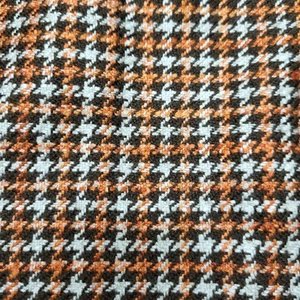 VTG Houndstooth Fabric Brown Orange White 3 Yards 54W TW Retro 70's Premium - Picture 1 of 15