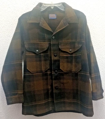 VTG 60s Pendleton Heavy Wool Plaid Flannel Button Shirt Jacket Shacket Size M - Image 1 of 4