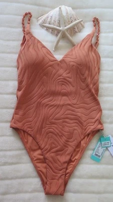 NEW 12  Seafolly Second Wave  V Neck Maillot One Piece  RRP $179.95 Copper Tan - Image 1 of 4