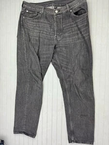 Pantalones de mezclilla Barrel 33x32 para hombre (entrepierna real 30) relajados pierna cónica botón mosca negros - Imagen 1 de 4