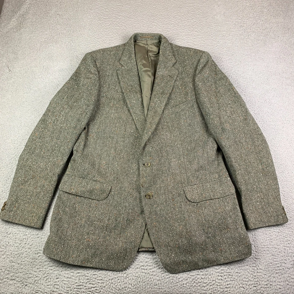 Magee Donegal Tweed Blazer Jacket Sport Coat Mens 44L Wool Herringbone Green - Image 1 of 4