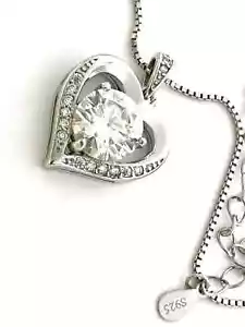 2 carat Diamond Heart Pendant Necklace Silver Heart Solitaire Fine Jewelry 18kt - Picture 1 of 12