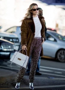 Tradong Sheepskin Shearling Coat Дубленка Brown Cozy Long Jacket Size: M EUC - Picture 1 of 11