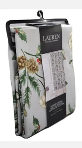 NEW! Lauren Ralph Lauren Pinecone Holly Holiday Shower Curtain - Picture 1 of 4