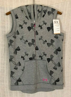 NWT Under Armour Girl's Kaleidalogo All Season Gray Full Zip Hooded Vest~X-Large - Image 1 of 4