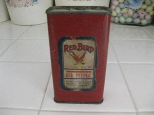 Red Bird Brand Red Pepper Tin With Paper Label c1915 Midland Grocery Co. Ohio - Picture 1 of 6