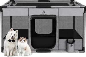 FOR PARTS ONLY Romantic Bear Portable Soft Sided Pet Playpen Kennel 39"x24"x22" - Picture 1 of 3