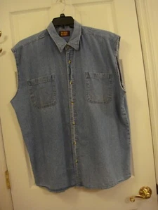 Camisa vaquera para hombre descolorida Glory musculosa sin mangas motorista botón mecánico talla XL - Imagen 1 de 7