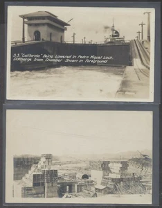Canal de Panamá de EE. UU. 2 foto real PPC barco que se acerca cerradura, construcción - Imagen 1 de 2