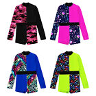 Girls Bodysuit Patchwork Leotard Gymnastic Jumpsuit Color Block Swimwear Print