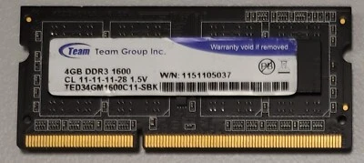 Team Group SO-DIMM 4GB DDR3 1600MHz CL11 - Image 1 of 2
