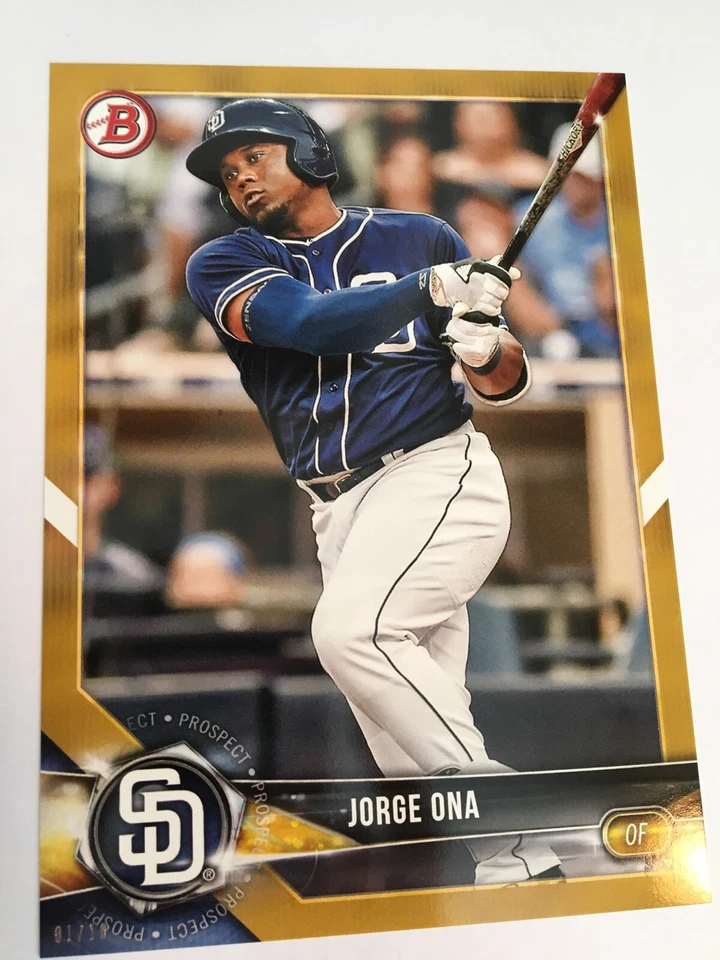 2018 Bowman Paper Prospects Jumbo 5x7 Jorge Ona Padres BP105 Gold 03/10 - Image 1 of 1