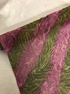 1 two tone pink/olive printed chiffon dress fabric..45”wide (114cm) scarf, craft - Picture 1 of 6