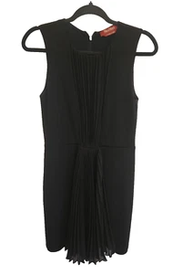 MAX MARA Studio Black Pleated Sleeveless Sheath Dress Medium Made in Italy - Picture 1 of 9