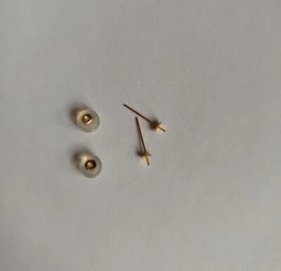 a pair 18K Solid Yellow Gold Ear Stud Earring Post Findings Jewelry Accessories - Image 1 of 4