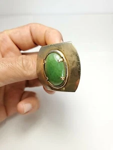 Fibbia per cintura vintage grande ovale in pietra di giada - Foto 1 di 9