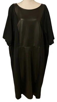 Torrid 6 6X At The Knee Coated Scuba Black Dress Faux Leather 18914757 Foto 1 de 4