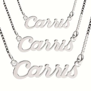 Collar Estilo Carrie Nombre Personalizado Plata Sólida Cualquier 11 letras Regalo En Caja - Imagen 1 de 18
