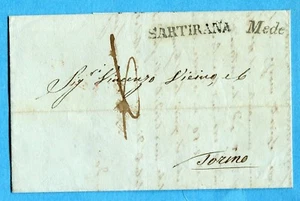 1842 MEDE corsivo nero (Vollmeier n.7) + SARTIRANA stampatello nero (305542) - Imagen 1 de 2