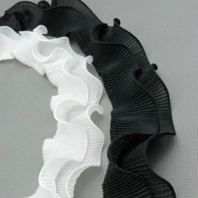 Borde de gasa plisado con volantes de 20 yardas 2 capas cinta reunida volantes decoración Foto 1 de 4