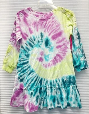 Vestido Justice Girls Fash Encaje Manga Larga Tie Dye - Nuevo con Etiquetas Foto 1 de 4