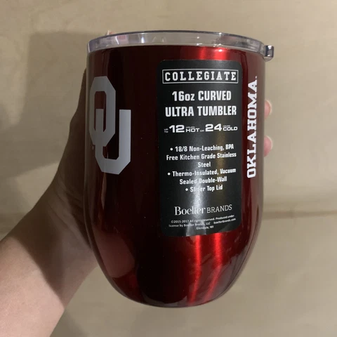Oklahoma Sooners 16oz Curved Ultra Travel Tumbler [NEW] NCAA Cup Mug Coffee Cover