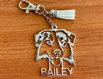 Llavero personalizado de acero inoxidable para perro pastor australiano Foto 1 de 4