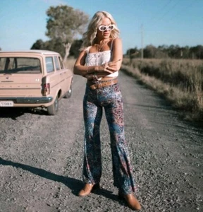 Spell & The Gypsy Collective Pants Ziggy Bells Velvet Flares XS UK6/US2 RARE - Picture 1 of 17