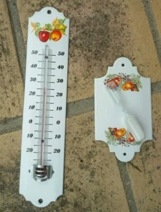 THERMOMETER + SANDUHR EMAILLE FRÜCHTE EMAILLE ECHTE EMAILLE 800°C NEU FAB. EN FRANCE - Bild 1 von 1