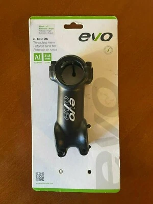 EVO Aluminum 80mm Threadless Stem - 1 1/8" Steerer Tube - 31.8mm Handlebar-Black - Image 1 of 2